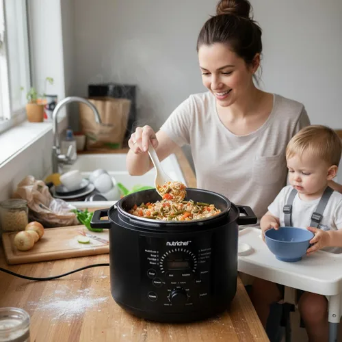 Miniatura 4 de NutriChef Olla a presión eléctrica de 6 cuartos de capacidad Olla a presión digital de encimera de 9 funciones Tiempo y temperatura ajustables