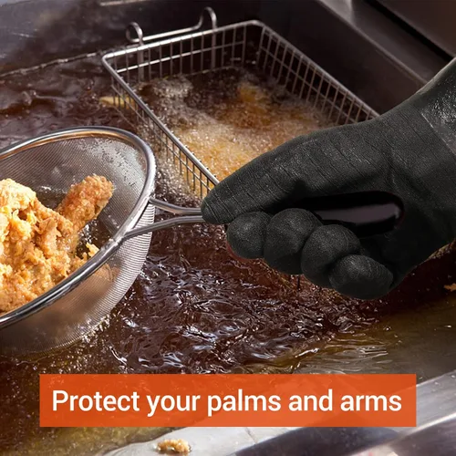 Miniatura 4 de Schwer Guantes de barbacoa resistentes al calor extremo 932°F, guantes impermeables para horno y freidora, guantes de neopreno resistentes al aceite