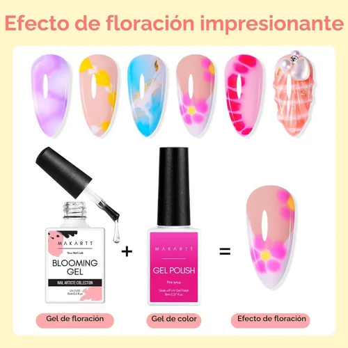 Miniatura 2 de Makartt - Esmalte de uñas en gel claro con efecto floreciente, 15ml, UV LED, que se quita con remojo, para arte de uñas, efecto de dispersión
