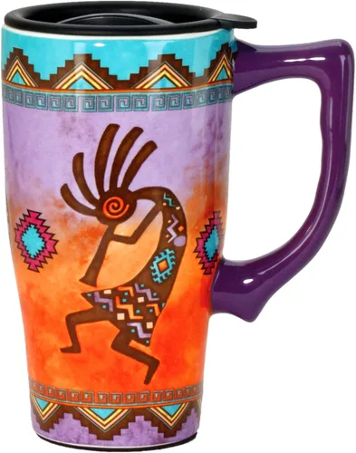 Spoontiques - Tazas de viaje de cerámica - Taza Kokopelli - Bebidas frías o calientes - Regalo para los amantes del café
