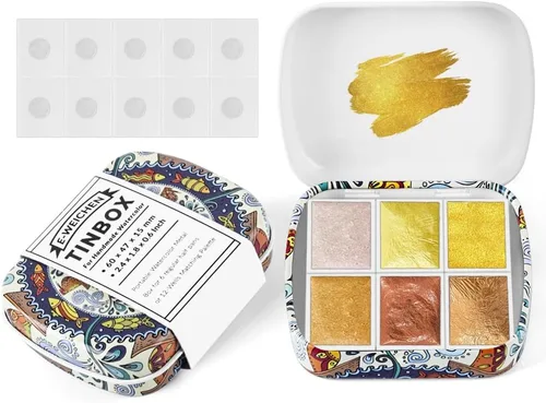 Miniatura 18 de Caja de estuche de pintura de acuarela portátil de mini lata de 12 celdas vacía es un pequeño kit de viaje de almacenamiento con clip magnético