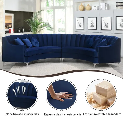 Miniatura 6 de Legend Vansen L - Sofá de terciopelo semicírculo de 141.34 pulgadas, sofá modular curvado de gran tamaño para sala de estar, oficina, apartamento