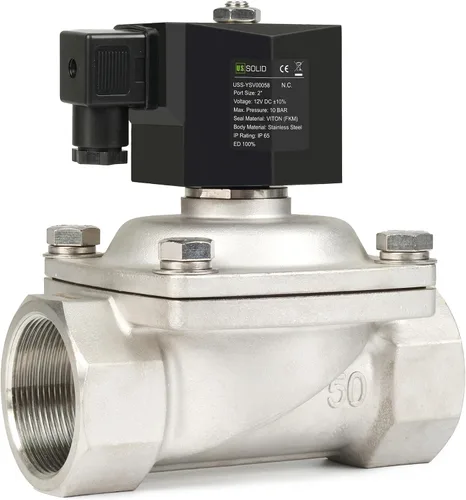 Miniatura 8 de U.S. Solid Válvula solenoide de latón de 1/2" - 12V DC, normalmente cerrada, válvula eléctrica de 10 bar para agua, aire, diésel