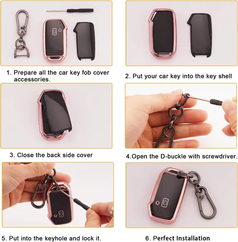 Miniatura 6 de EKALA Funda para llavero de TPU suave con llavero, Oro Rosa