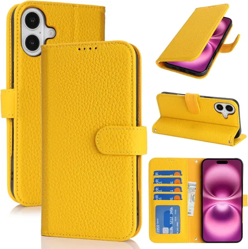 Miniatura 105 de Zouzt Funda para iPhone 11 de 6.1 pulgadas de piel auténtica con 4 ranuras para tarjetas, tarjetero con bloqueo RFID, tapa magnética, función atril