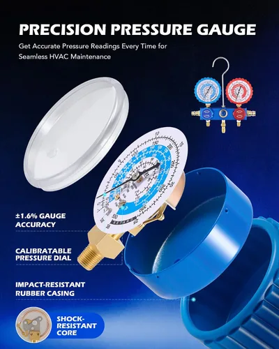 Miniatura 6 de Orion Motor Tech A2L Bomba de vacío y juego de medidores para aire acondicionado, para sistemas R1234yf R32 R134a R410A con bomba de vacío a prueba