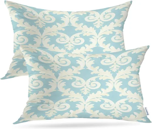 Miniatura 49 de Batmerry Juego de 2 fundas de almohada decorativas con estampado floral gris y blanco de 18 x 18 pulgadas, estilo victoriano con patrón de flores