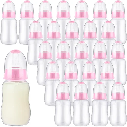 Miniatura 8 de SiliFine Juego de 48 botellas de regalo para baby shower, juego de bebida, mini botellas de regalo para revelación de género, suministros de fiesta