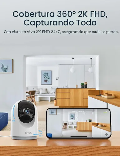 Miniatura 3 de GNCC Cámaras de seguridad 2K, 4 piezas, cámara de seguridad para el hogar interior con detección de movimiento de 360° para mascotas/bebé/perro