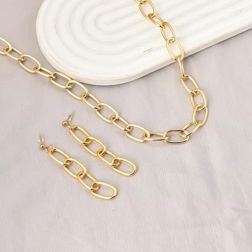 Miniatura 8 de Juego de collares y aretes de cadena de clip para mujeres y niñas, aretes minimalistas y gargantilla punk, joyería costum de moda