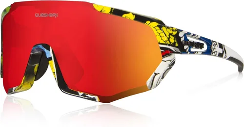 Miniatura 8 de Queshark - Gafas de ciclismo, lentes de sol deportivos para hombres y mujeres, 1 lente polarizada 2 HD, lentes de sol polarizados para ciclismo