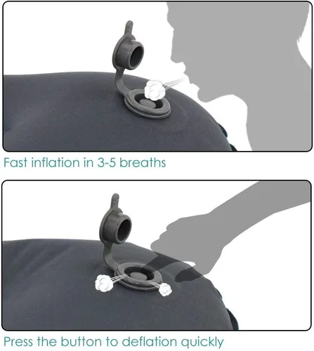 Miniatura 3 de Almohadas inflables ultraligeras para campamento: compresibles, compactas, inflables, cómodas, ergonómicas para soporte de cuello y lumbar mientras