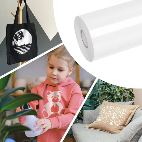 Miniatura 2 de VinylRus Vinilo de transferencia de calor, rollo de vinilo blanco para planchar de 12 pulgadas x 50 pies para camisas, vinilo HTV para Silhouette