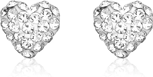 Miniatura 25 de AVORA Aretes de oro amarillo de 10 quilates de 0.315 in con cristales Swarovski