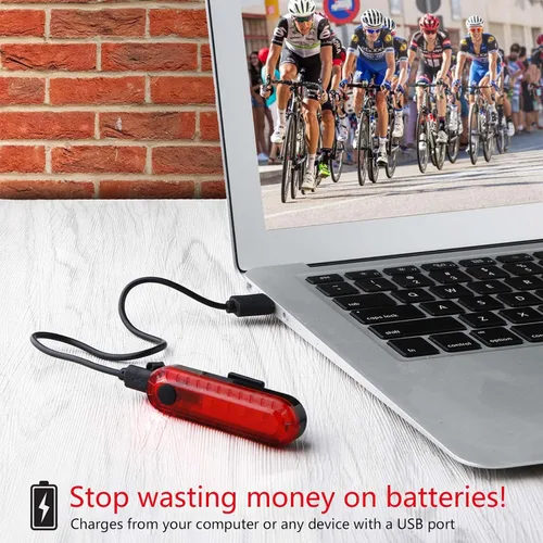 Miniatura 3 de Paquete de 2 luces traseras de bicicleta recargable, luz trasera roja para bicicleta de noche, luces traseras de bicicleta con gran duración