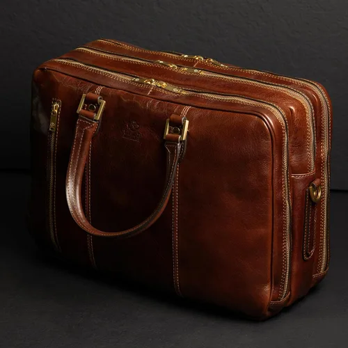 Miniatura 2 de Time Resistance Maletín de cuero para laptop - Bolsa de cuero de grano completo para computadora para hombres y mujeres Cuero Marrón