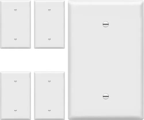 Miniatura 9 de ENERLITES - Placas para pared de dispositivo en blanco, acabado brillante, cubiertas de salida en blanco de tamaño mediano, 1 banda, 4.88 x 3.11