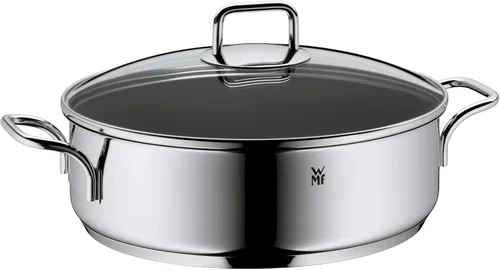 Miniatura 15 de WMF Sartén profesional para carnes de 11.0 in, ideal para sellar, material multicapa, control de calor rápido, sartén recubierta Negro