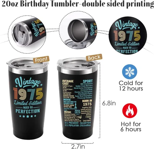 Miniatura 2 de Regalos de 50 cumpleaños para hombres y mujeres, idea de regalo de 50 años para él y ella, vaso de feliz cumpleaños 50 para mayores de 50 años