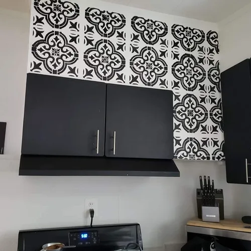Miniatura 4 de 3 plantillas de azulejos de 12 x 12 pulgadas – Plantillas grandes de pintura para muebles de pared de suelo, tela de madera, plantillas de mandala