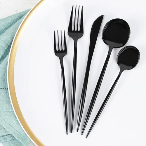 Miniatura 2 de Cubiertos, cubiertos, tenedores de cena de lujo, color negro, 32