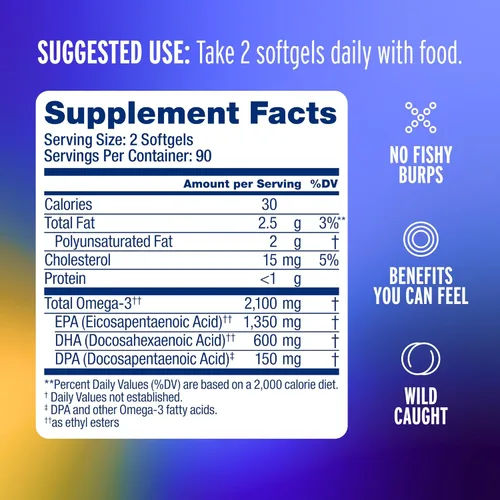 Miniatura 2 de Oceanblue Professional Omega-3 2100 – 180 ct – Suplemento de aceite de pescado sin eructos de triple fuerza con EPA de alta potencia, DHA, DPA