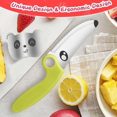 Miniatura 3 de Juego de cuchillos para niños para cocina real con anillo educativo, delantal ajustable y sombrero de chef, cuchillo de entrenamiento para niños