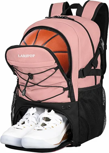 Miniatura 16 de LARIPOP Basketball Backpack with Ball Compartment - Ventilated Shoe Pocket Fits US Size 15, Water Resistant 30L Sports Bag for Men Women Teen