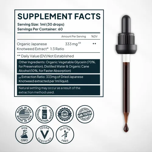 Miniatura 3 de Zenmen Knotweed japonés Premium Resveratrol USDA Tintura probada por terceros 2.0 fl oz/2.32 oz - Relación de fuerza clínica 1:3 - Suplemento