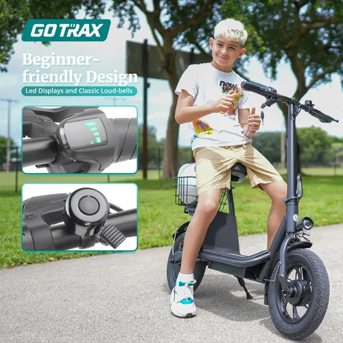 Miniatura 3 de Gotrax Patinete eléctrico A5 con asiento para adultos, neumático de 12 pulgadas, máximo 15.5 millas y 15.5 millas por hora de potencia por motor