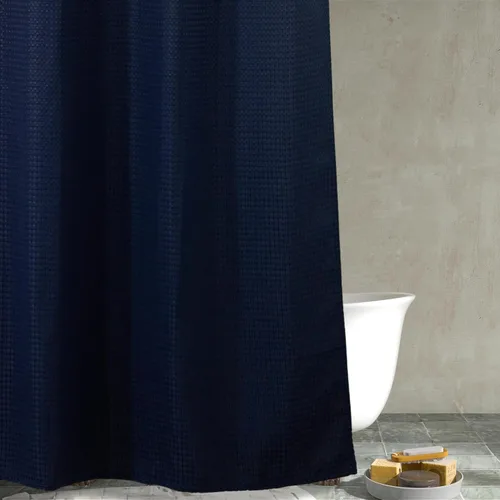 Miniatura 26 de Cortina de ducha negra con tejido de gofre: cortinas de ducha de tela texturizada resistente para baño, repelente al agua, 256 GSM, cortina de baño