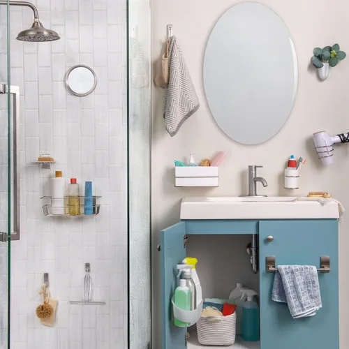 Miniatura 12 de Gancho de baño doble, para colgar, grande, BATH36-SN-ES, de níquel satinado, 1 gancho, 1 tira grande resistente al agua, BATH36-SN-ES