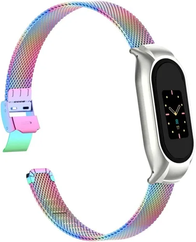 Miniatura 10 de Correa de reloj de metal compatible con Fitbit Luxe/Luxe SE de acero inoxidable con marco de bisel protector con diseño de malla de correa de muñeca