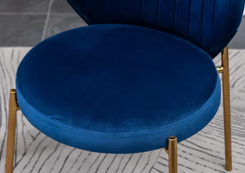 Miniatura 11 de Amoa - Juego de 2 patas de metal dorado contemporáneas con sillas de comedor tapizadas de terciopelo, color azul