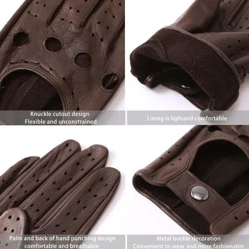 Miniatura 2 de Harssidanzar Guantes de conducción de piel de cordero para hombre GM026