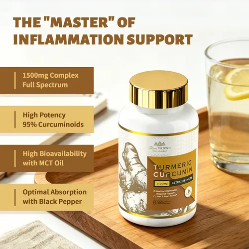 Miniatura 3 de Suplemento de curcumina de cúrcuma de 1,500 mg, curcuminoide estandarizado 95% con jengibre, aceite MCT y pimienta negra para una mejor absorción