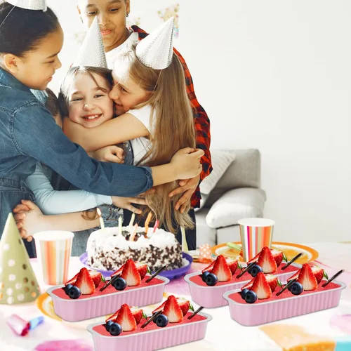 Miniatura 6 de Mini Moldes para Pan de 6.8oz con Tapas Paquete de 100, LNYZQUS Moldes de Aluminio Rectangulares Mini Moldes para Pasteles, Moldes Desechables