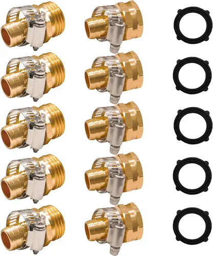 Miniatura 10 de Hourleey Conector de reparación de manguera de jardín con abrazaderas, apto para manguera de jardín de 3/4 o 5/8 pulgadas, adaptador de manguera