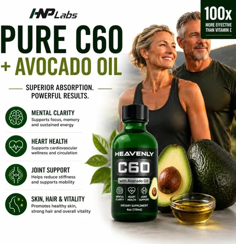 Miniatura 5 de HNP Labs C60 en aceite de aguacate orgánico – Carbono 60 antioxidante apoyo para energía, claridad mental y bienestar diario – 99.99% de fullerenos