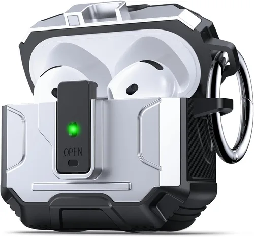 Miniatura 33 de DASFOND - Funda de armadura para AirPods de 2ª y 1ª generación, carcasa de cuerpo completo de grado militar a prueba de golpes, soporte de carga