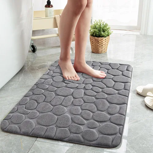 Miniatura 13 de Tapete de baño negro de secado rápido, 24 x 36 pulgadas, antideslizante, de espuma viscoelástica, lavable a máquina