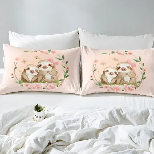 Miniatura 51 de Erosebridal Juego de sábanas de tamaño individual con diseño de gatos y gatos, con temática de animales, con flores coloridas, juego de sábanas