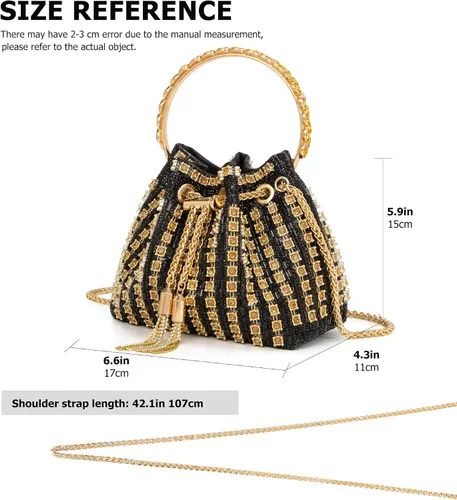 Miniatura 5 de Bolso de mano con diamantes brillantes para mujer, bolso de mano con diamantes de imitación para mujer, bolso de mano de brillo para fiesta