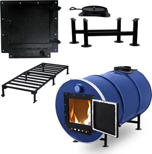 Miniatura 4 de Kit de estufa de leña de barril, perfecto para barril de metal de barril de 30 a 55 galones, con kits de estufa de barril de rejilla de barril