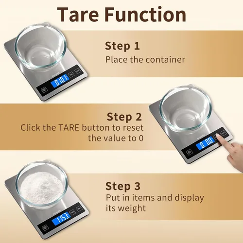 Miniatura 9 de Báscula de cocina digital de 33 lb con acero inoxidable y vidrio templado, recargable por USB, graduación precisa de 1 g / 0.05 oz, superficie