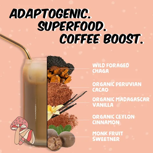 Miniatura 2 de Renude Chagaccino - Polvo de hongos Chaga, mezcla de bebida de café de hongos con adaptógenos, energía natural y apoyo inmunológico, vegano, keto