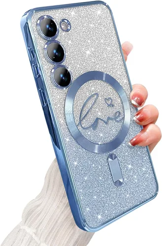 Miniatura 250 de ZONRW - Funda para Samsung Galaxy S22 Ultra magnética, para mujeres y niñas, cubierta trasera suave, lujosa, con corazón de amor, bling, degradado