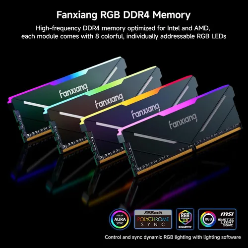 Miniatura 3 de fanxiang RGB DDR4 RAM 32 GB (2 x 16 GB) 3200 MHz CL16 V1.35, Memoria para sobreaceleración de máquinas de juego de escritorio, Compatible con Intel