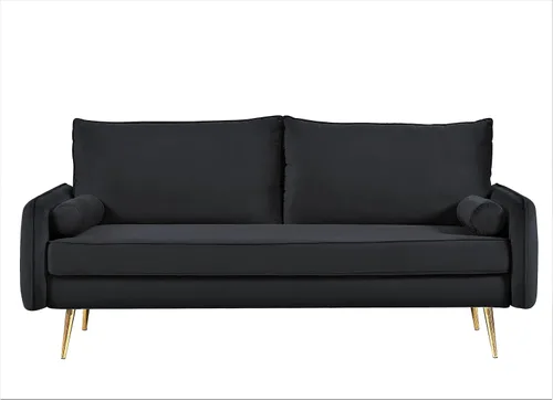 Container Furniture Direct Kent - Sofá moderno de terciopelo de estilo europeo con patas cónicas, estilo vintage y diseño elegante, color negro