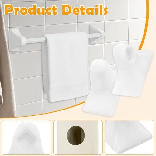Miniatura 4 de Paquete de 2 barras de toalla de porcelana para barra de toallero, soporte de poste de soporte de azulejos, soporte de toalla de baño de cerámica